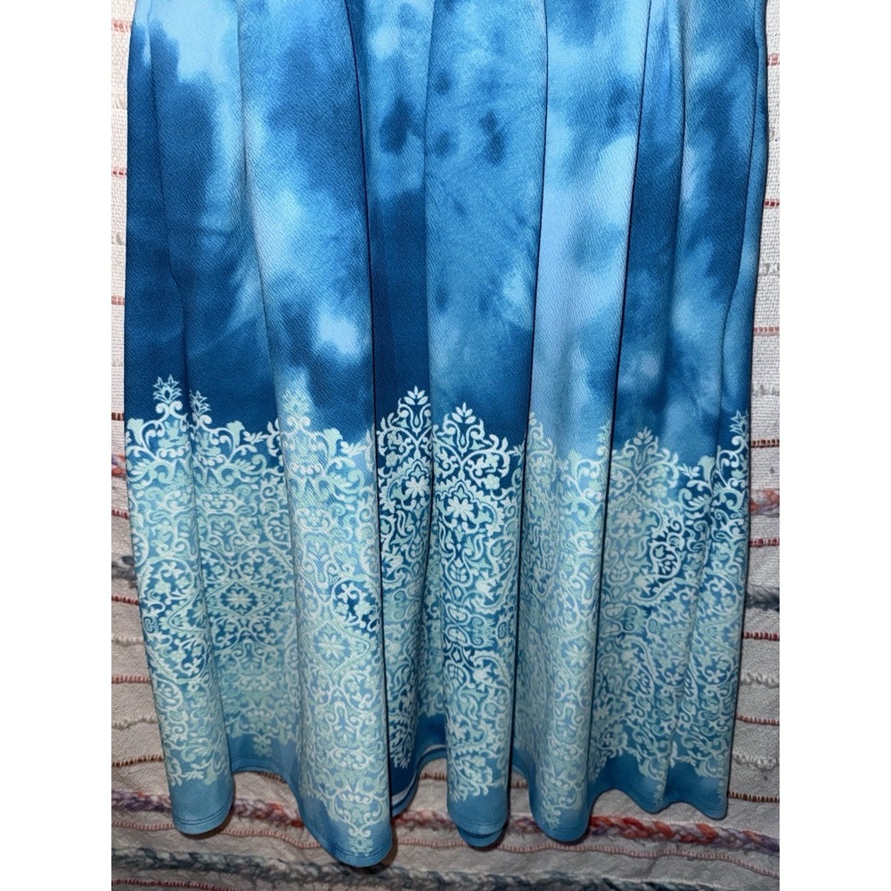 LulaRoe XL Amelia Dress w/ Pockets Blue Tie Dye Paisley Floral Flower - Picture 2 of 8